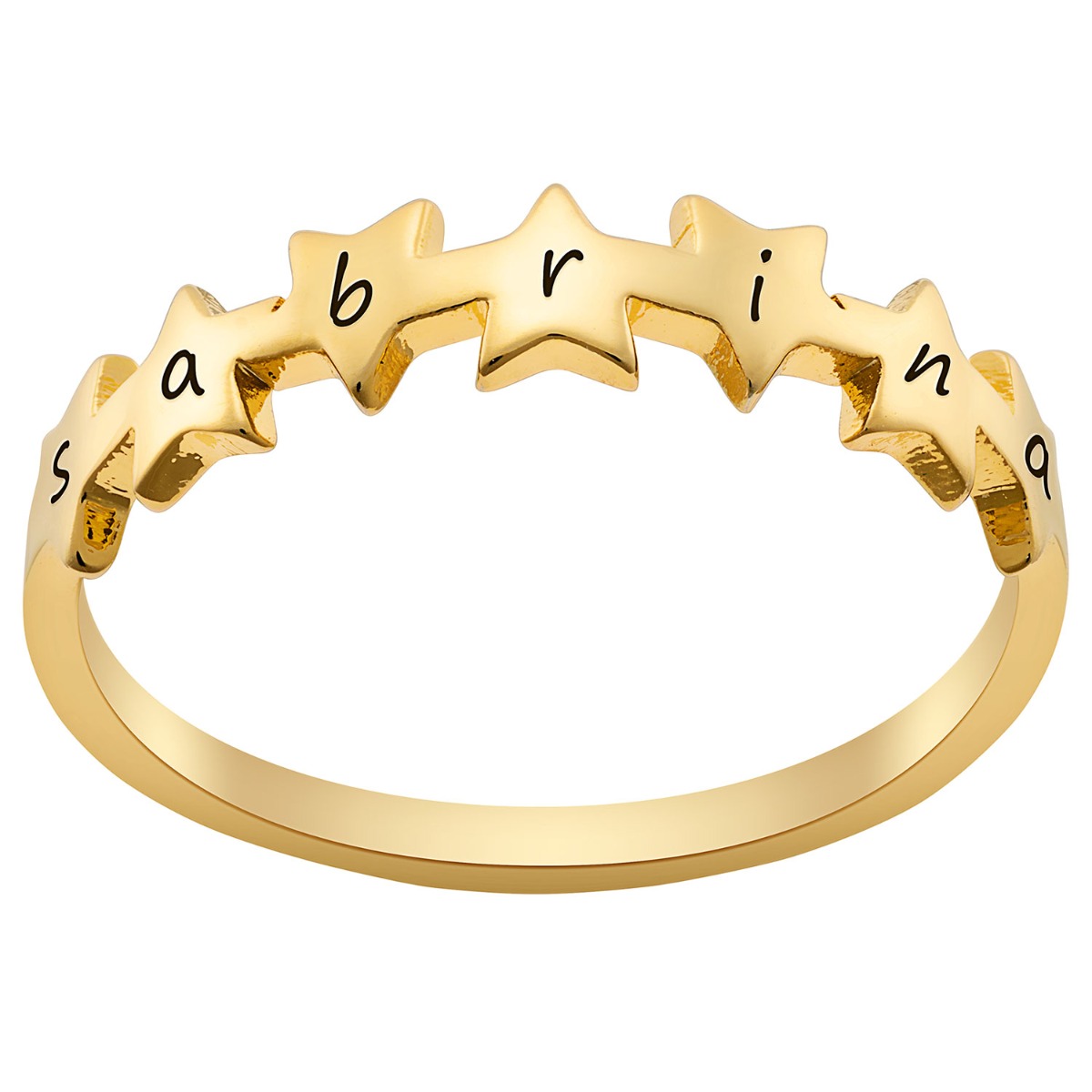 Sequence of Stars 14K Gold over Sterling Name Ring