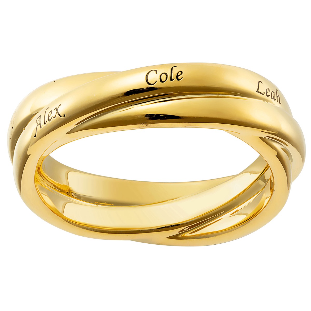 Gold Plated Interlocking Name Rings