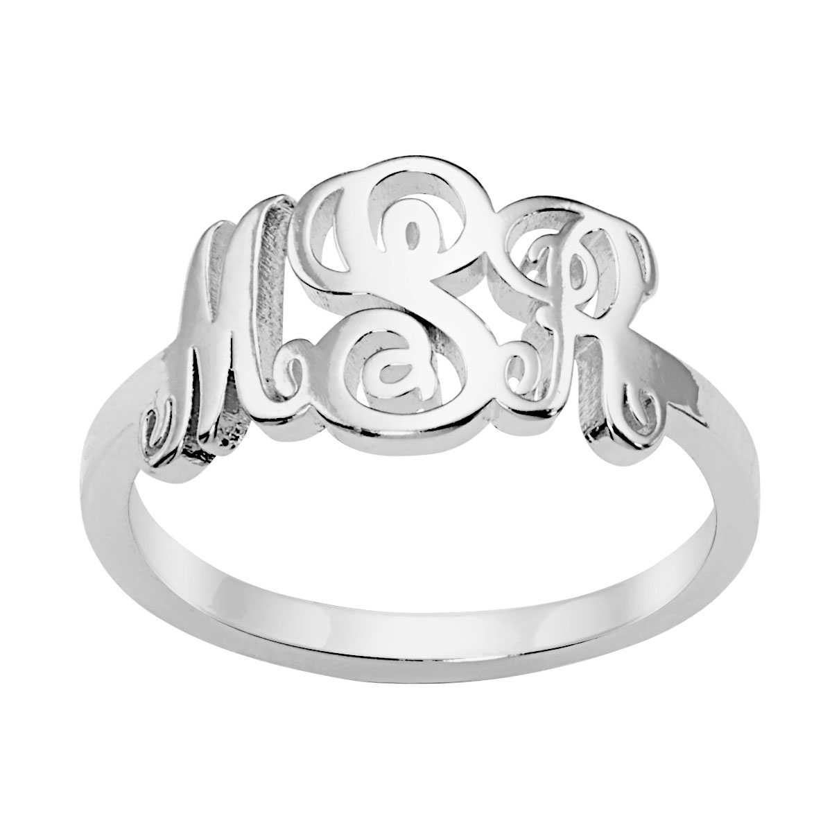 Silver Plated Petite Monogram Ring