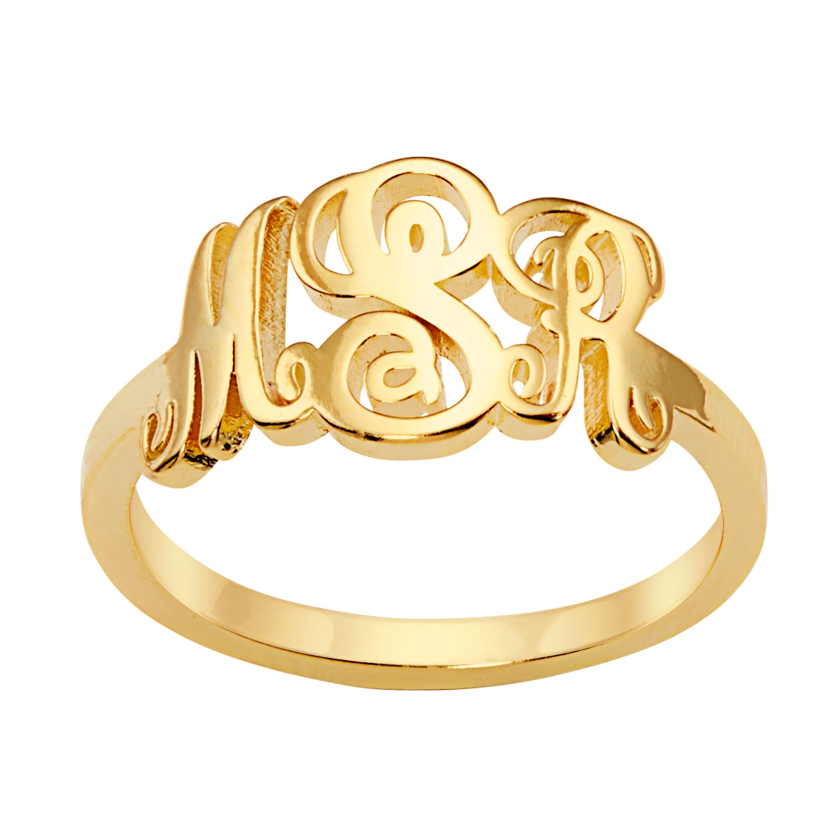 14K Gold Plated Petite Monogram Ring