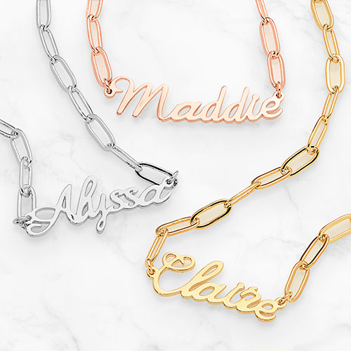 Handwritten Name Paperclip Chain Necklace