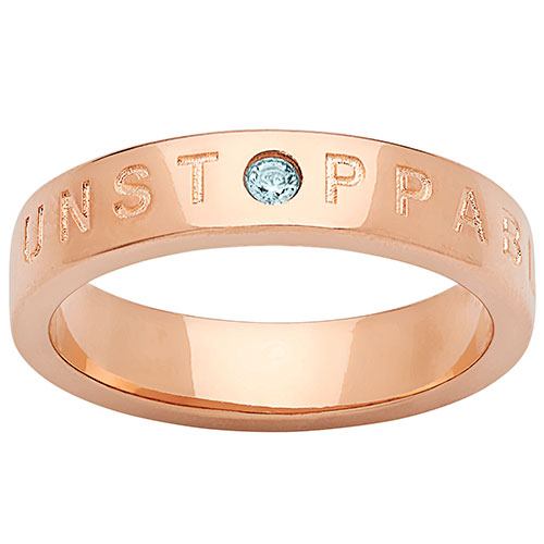 UNSTOPPABLE 14K Rose Gold Plated Birthstone Empowerment Ring 