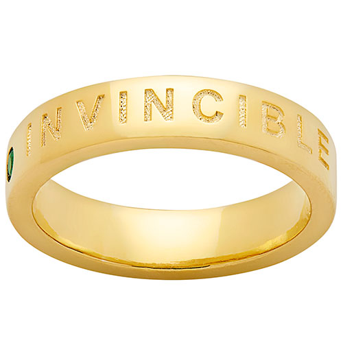 INVINCIBLE 14K Gold Plated Birthstone Empowerment Ring 