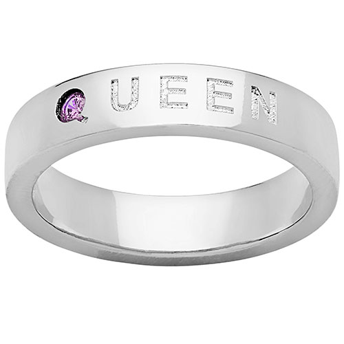 QUEEN Silver Plated Birthstone Empowerment Ring