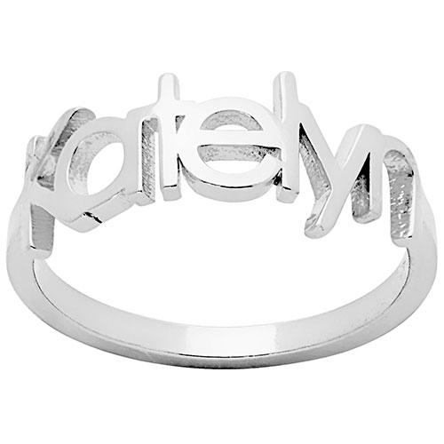 Silver Plated Century Gothic Cutout Name Ring