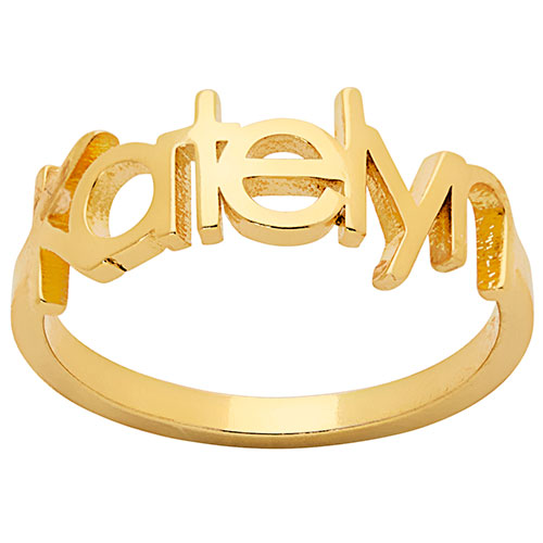 14K Gold Plated Century Gothic Cutout Name Ring