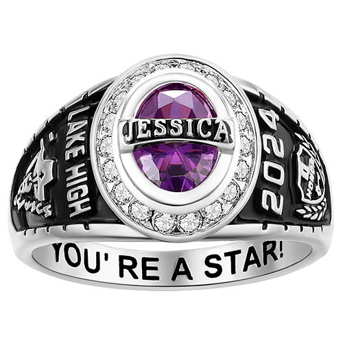 Women's Traditional CZ Oval Stone Personalized Top Class Ring