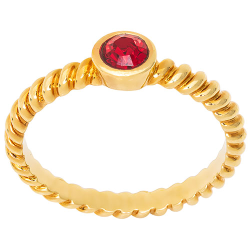 14K Gold Plated Birthstone with Roped Band Ring