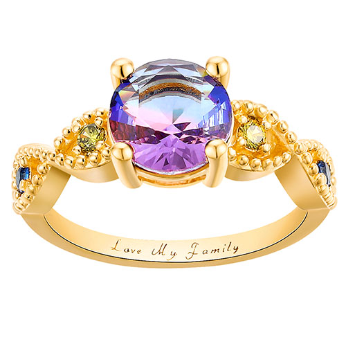 14K Gold Plated Iridescent Stone Infinity Birthstone Ring