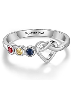 Silver Plated 3 Birthstone Love Knot Ring