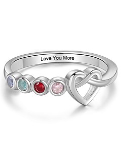Silver Plated 4 Birthstone Love Knot Ring