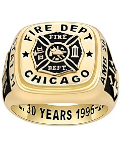 Men's 2 Micron Gold over Sterling Fire Dept First Responder Ring
