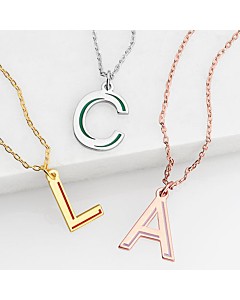 Initial with Enamel Shadow Necklace