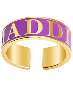 14K Gold Plated Enamel Name Wide Band Ring