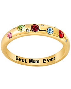 14K Gold Plated Personalized Birthstone Etoile Ring