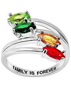 Silver Marquise Bypass Birthstone Ring