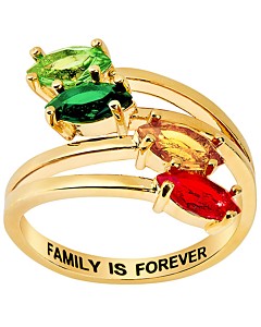 14K Gold Plated Marquise Bypass Birthstone Ring