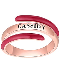 14K Rose Gold Plated Engraved and Birth Month Enamel Bypass Ring-s6