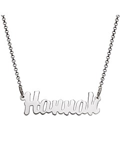 Sterling Silver Kid's Script Name Plaque 16" Necklace
