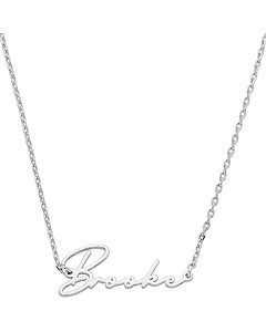 Sterling Silver Kid's Handwritten Script Name Plaque 16" Necklace