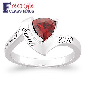 Ladies Sterling Silver Trillion Stone Class Ring