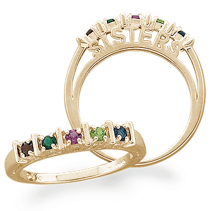 Gold over Sterling Sisters Birthstone Bar Ring