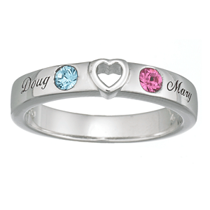 Sterling Silver Couple's Name & Birthstone