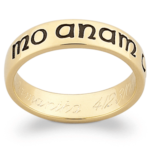 18K Gold over Sterling Mo Anam Cara Engraved Band