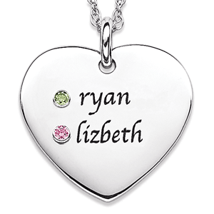 SET FOR LIFE Sterling Couples Birthstone Heart Name Necklace