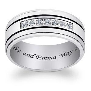 Titanium & CZ Engraved Grooved Message Band