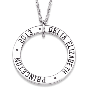 Sterling Silver Graduation Memories Engraved Disc Necklace