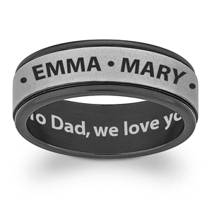 Titanium Two-Tone Engraved Names and Message Band