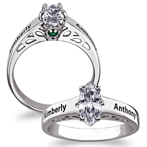 SECRET EXPRESSIONS Sterling Silver Name & Hidden Birthstone Marquise CZ Promise Ring
