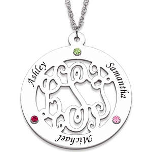 SET FOR LIFE Sterling Silver Family Monogram Birthstone Necklace