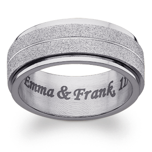 Stainless Steel Engraved Frosted Spinner Band