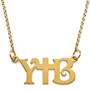 Gold over Sterling Couples Uppercase Initial with Cross Necklace