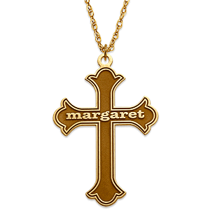 Gold Over Sterling Personalized Cross Necklace
