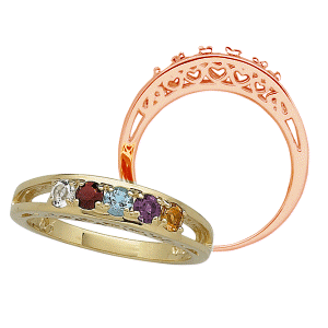 Mother's Birthstone Heart Band Ring